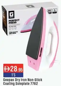 West Zone Supermarket Geepas Dry Iron Non-Stick Coating Soleplate 7782 offer