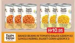 West Zone Supermarket Farm baked beans in tomato sauce / fresh whole kernel sweet corn offer