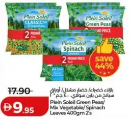Lulu Hypermarket Plein Soleil Green Peas / Mix Vegetable / Spinach Leaves offer