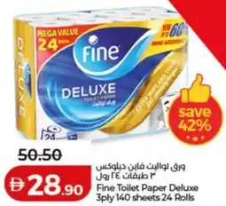 Lulu Hypermarket Fine Toilet Paper Deluxe 3 ply offer