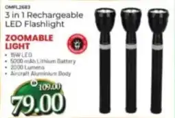 Al Madina 3 in 1 Rechargeable LED Flashlight OMFL2683 offer