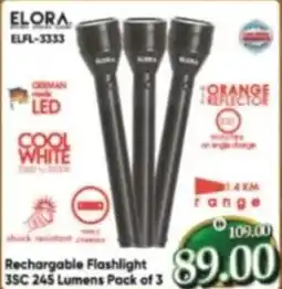 Al Madina Rechargable Flashlight 3SC 245 Lumens Pack of 3 offer