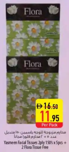 Safeer Market Yasmeen Facial Tissues 2 ply + 2 Flora Tissue Free offer
