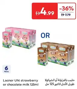 Carrefour Lacnor Uht strawberry or chocolate milk offer