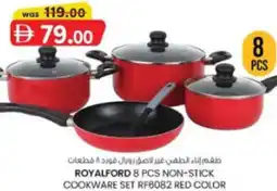 KM Trading Royalford 8 pcs non-stick cookware set RF6082 red color offer