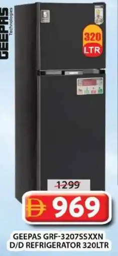 Grand Mall Sharjah Geepas d/d refrigerator 320ltr GRF-3207SSXXN offer