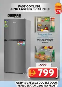 Grand Mall Sharjah Geepas double door refrigerator 250l no frost GRF2522 offer