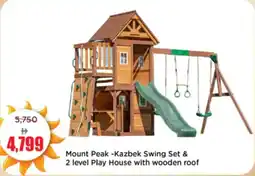 Mark & Save Mount Peak -Kazbek Swing Set & 2 level Play House with wooden roof offer