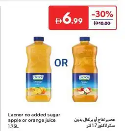 Carrefour Lacnor no added sugar apple or orange juice offer