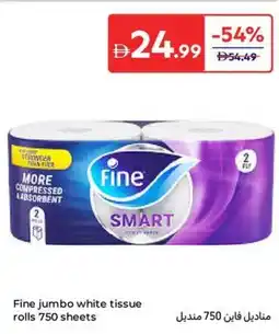 Carrefour Fine jumbo white tissue rolls offer