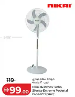 Lulu Hypermarket Nikai 16 inches Turbo Silence Extreme Pedestal Fan NPF1634RC offer