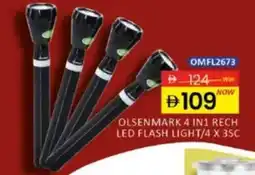 Al Madina Olsenmark 4 in1 rech LED flash light/4 x 3SC OMFL2673 offer