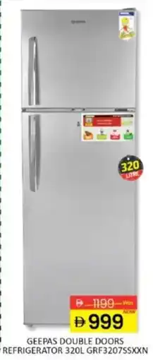 Al Madina Geepas double doors refrigerator GRF3207SSXXN offer