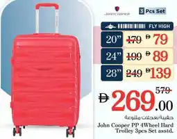 Nesto John Cooper PP 4Wheel Hard Trolley 3pcs Set asstd. offer