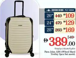Nesto Para John ABS 4Wheel Hard Trolley 3pcs Set asstd. offer