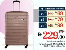 Nesto Para John ABS 4Wheel Hard Trolley 3pcs Set asstd. offer