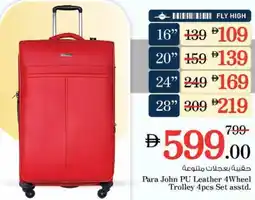 Nesto Para John PU Leather 4Wheel Trolley 4pcs Set asstd. offer