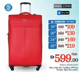 Nesto Para John PU Leather 4Wheel Trolley 4pcs Set asstd. offer