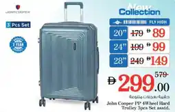 Nesto John Cooper PP 4Wheel Hard Trolley 3pcs Set asstd. offer