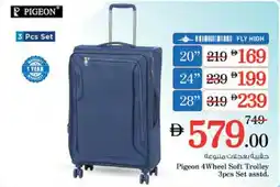 Nesto Pigeon 4Wheel Soft Trolley 3pcs Set asstd. offer