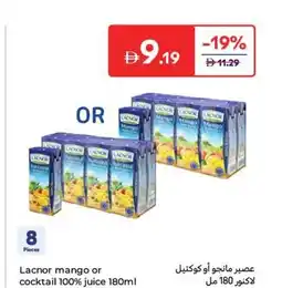 Carrefour Lacnor mango or cocktail 100% juice offer