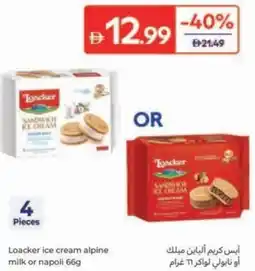 Carrefour Loacker ice cream alpine milk or napoli offer
