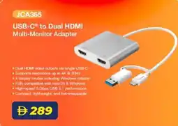 Lulu Hypermarket JCA365 USB-C to Dual HDMI Multi-Monitor Adapter offer