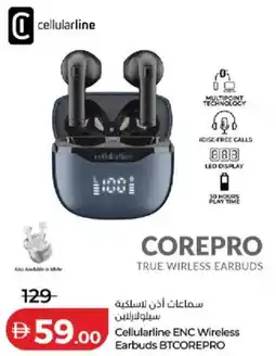 Lulu Hypermarket Cellularline ENC Wireless Earbuds BTCOREPRO offer