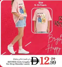 Nesto RHYMES Girls Graphic Tee Drop Shoulder asstd offer