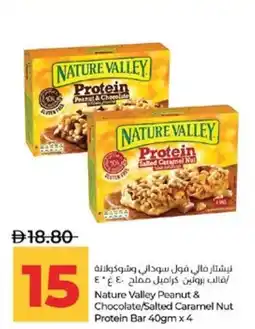 Lulu Hypermarket Nature Valley Peanut & Chocolate/Salted Caramel Nut Protein Bar offer