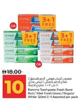 Lulu Hypermarket Fomme Toothpaste Fresh Burst Red/Mint Fresh Green/Regular White Assorted offer