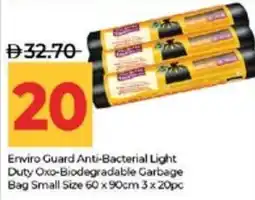 Lulu Hypermarket Enviro Guard Anti-Bacterial Light Duty Oxo-Biodegradable Garbage Bag Small offer