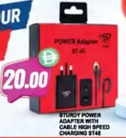 Almaya supermarket Sturdy Power Adapter With Cable High Speed Charging ST45 offer