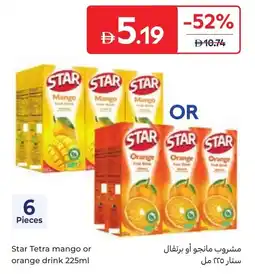 Carrefour Star Tetra mango or orange drink offer