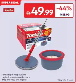 Carrefour Tonkita spin mop system - hygienic cleaning with rotary drag and °360 swivel joint offer