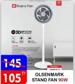 United Hypermarket Olsenmark stand fan 90w offer