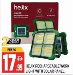 Dream Land Center Hejix rechargeable work light with solar panel offer