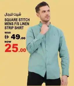 Hashim Hypermarket Square stitch mens f/s linen strip shirt offer