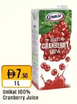 West Zone Supermarket Unikal 100% Cranberry Juice offer