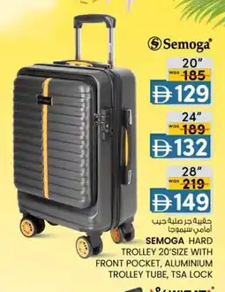 KM Trading Semoga hard trolley 20'size with front pocket, aluminium trolley tube, tsa lock offer
