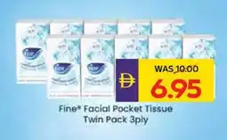 Abu Dhabi Coop Fine facial pocket tissue twin pack 3ply offer