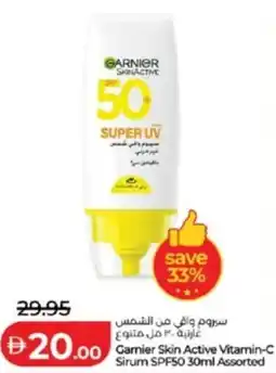 Lulu Hypermarket Garnier Skin Active Vitamin-C Sirum SPF50 offer