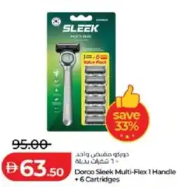 Lulu Hypermarket Dorco Sleek Multi-Flex 1 Handle +6 Cartridges offer