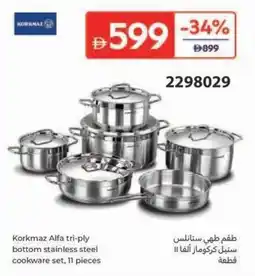 Carrefour Korkmaz Alfa tri-ply bottom stainless steel cookware set 11 pieces offer