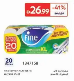 Carrefour Fine comfort XL toilet roll 2ply 250 sheet offer