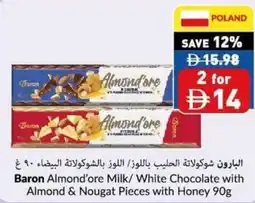Viva Baron almond'ore milk/white chocolate with almond & nougat pieces with honey offer