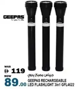 Hashim Hypermarket Geepas rechargeable LED Flashlight 3 in 1 GFL4622 offer