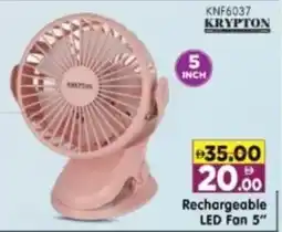 Al Madina Hypermarket Rechargeable LED Fan KNF6037 offer