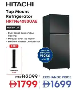 Emax Hitachi Top Mount Refrigerator HRTN6408SUAE offer