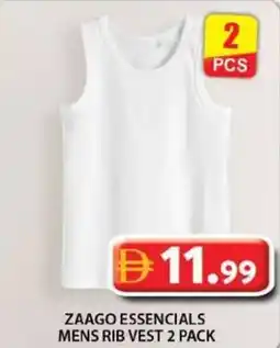 Grand Hyper Market Zaago essencials mens rib vest 2 pack offer